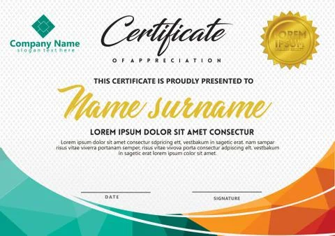 Certificate template with polygonal style and modern pattern vector illustrat Stock Illustration