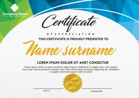 Certificate template with polygonal style and modern pattern vector illustrat Stock Illustration