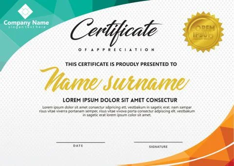 Certificate template with polygonal style and modern pattern vector illustrat Stock Illustration
