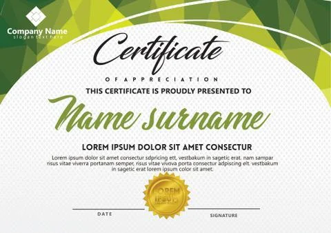 Certificate template with polygonal style and modern pattern vector illustrat Stock Illustration