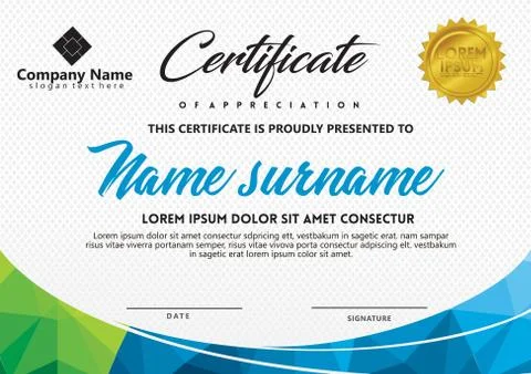 Certificate template with polygonal style and modern pattern vector illustrat Stock Illustration