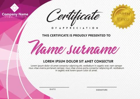 Certificate template with polygonal style and modern pattern vector illustrat Stock Illustration