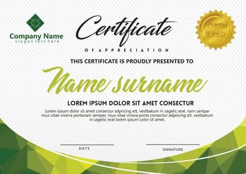 Certificate template with polygonal style and modern pattern vector illustrat Stock Illustration