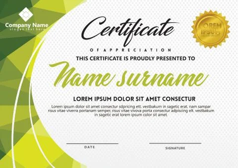 Certificate template with polygonal style and modern pattern vector illustrat Stock Illustration