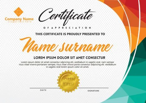 Certificate template with polygonal style and modern pattern vector illustrat Stock Illustration