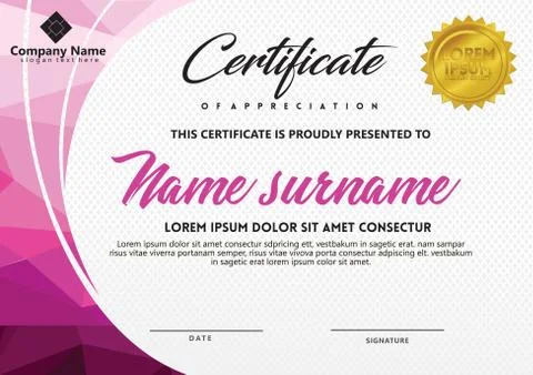 Certificate template with polygonal style and modern pattern vector illustrat Stock Illustration