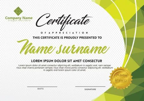 Certificate template with polygonal style and modern pattern vector illustrat Stock Illustration