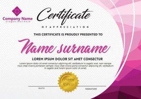 Certificate template with polygonal style and modern pattern vector illustrat 库存插图