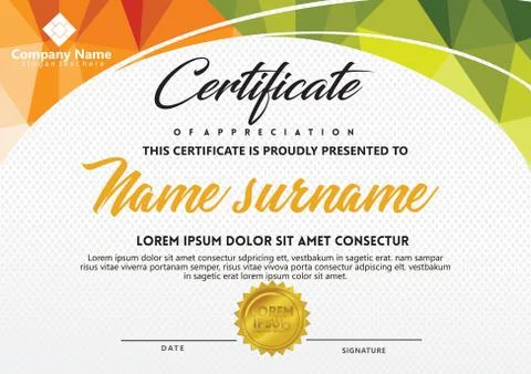Certificate template with polygonal style and modern pattern vector illustrat Stock Illustration