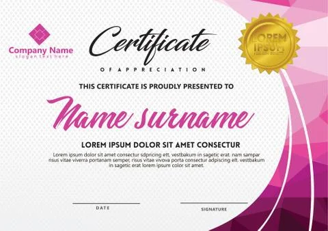 Certificate template with polygonal style and modern pattern vector illustrat Stock Illustration