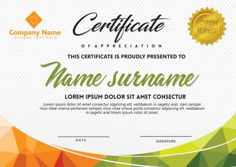 Certificate template with polygonal style and modern pattern vector illustrat Stock Illustration