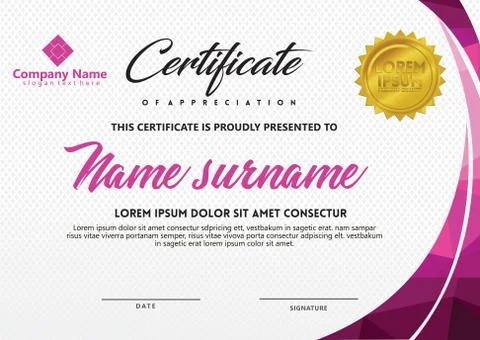 Certificate template with polygonal style and modern pattern vector illustrat Stock Illustration