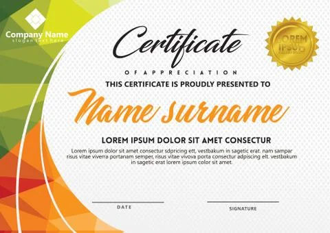 Certificate template with polygonal style and modern pattern vector illustrat Stock Illustration