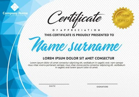 Certificate template with polygonal style and modern pattern vector illustrat Stock Illustration
