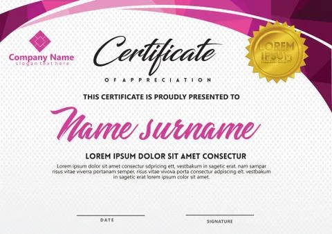 Certificate template with polygonal style and modern pattern vector illustrat Stock Illustration