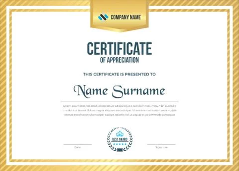 Certificate template printable editable design Illustrazione stock
