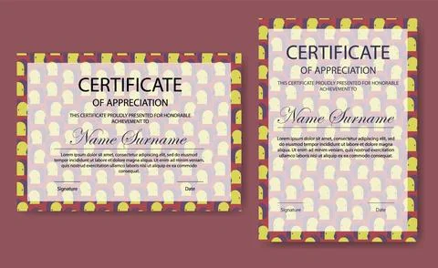 Certificate template set with abstract elements. Certificate of appreciatio.. Stock Illustration
