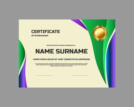 Certificate template with texture modern vibrant design Illustrazione stock