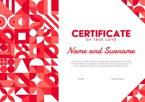 Certificate template with valentines day elements Stock Illustration