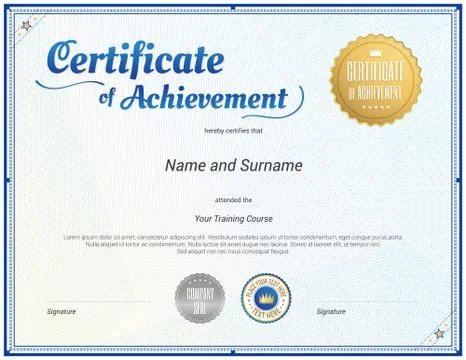 Certificate template in vector for achievement graduation completion Stock Illustration
