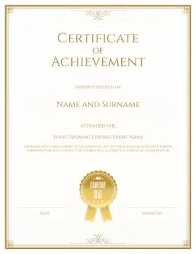 Certificate template in vector for achievement graduation completion Stock Illustration