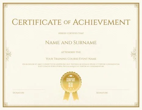 Certificate template in vector for achievement graduation completion Stock Illustration