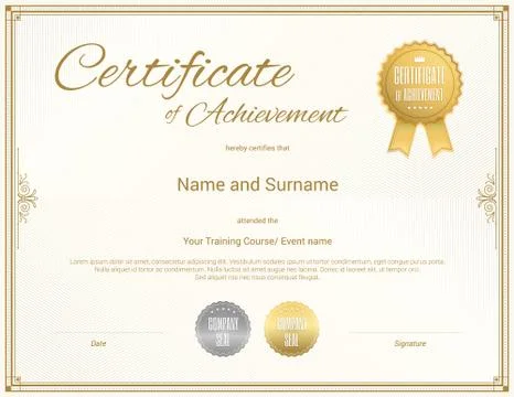 Certificate template in vector for achievement graduation completion Stock Illustration