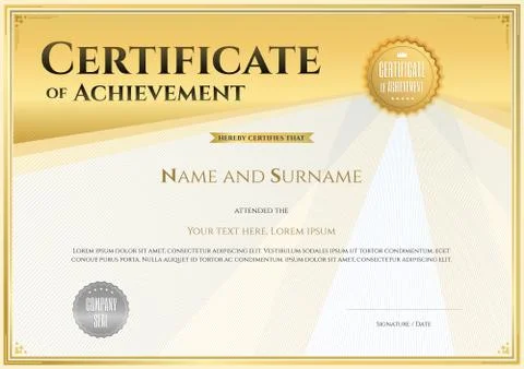 Certificate template in vector for achievement graduation completion Stock Illustration