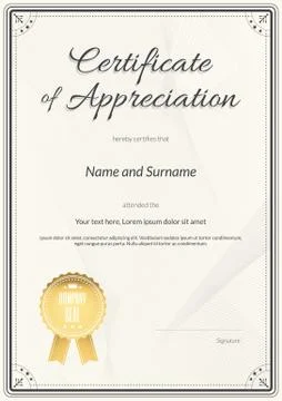 Certificate template in vector for achievement graduation completion Stock Illustration
