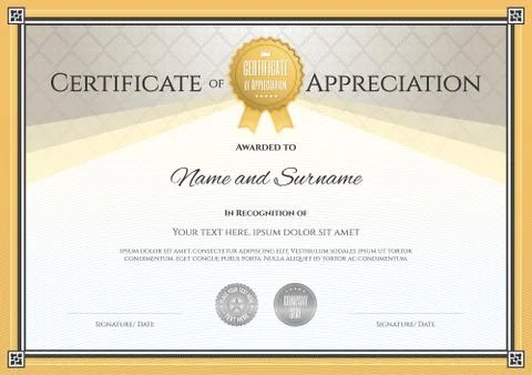 Certificate template in vector for achievement graduation completion Stock Illustration