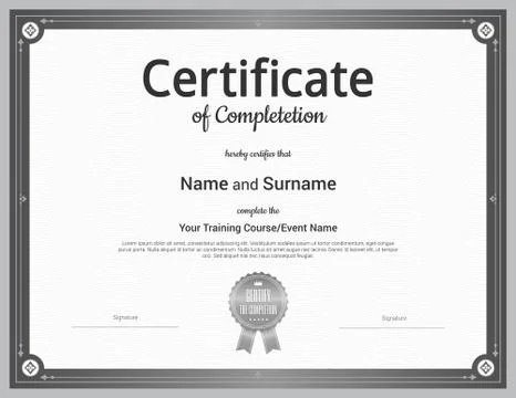 Certificate template in vector for achievement graduation completion Stock Illustration