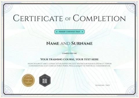 Certificate template in vector for achievement graduation completion Stock Illustration