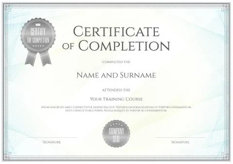Certificate template in vector for achievement graduation completion Stock Illustration