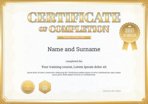 Certificate template in vector for achievement graduation completion Stock Illustration