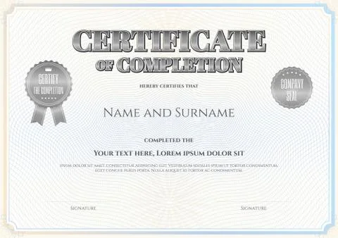 Certificate template in vector for achievement graduation completion Stock Illustration