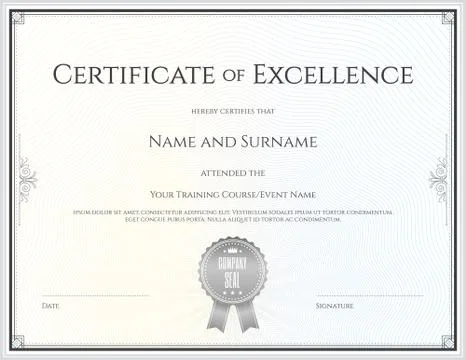Certificate template in vector for achievement graduation completion Stock Illustration