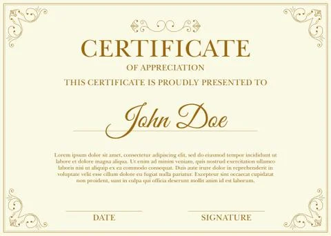 Certificate template in vector for achievement graduation completion Stock Illustration