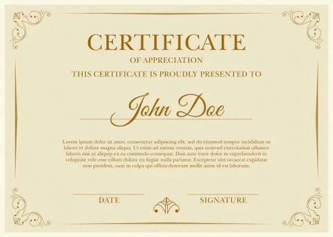 Certificate template in vector for achievement graduation completion Stock Illustration
