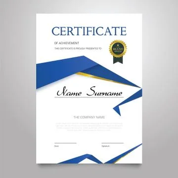 Certificate Template - vertical elegant vector document Stock Illustration