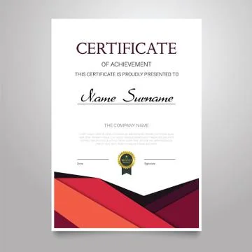 Certificate Template - vertical elegant vector document Illustrazione stock