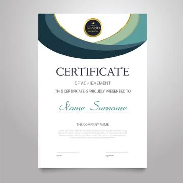 Certificate Template - vertical elegant vector document Stock Illustration