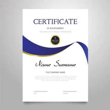 Certificate Template - vertical elegant vector document Stock Illustration