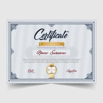 Certificate templete blue vector,Certificate template with clean and modern Stock Illustration