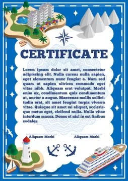 Certificate on the theme of rest. Stock Illustration