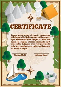 Certificate on the theme of tourism. Stock Illustration