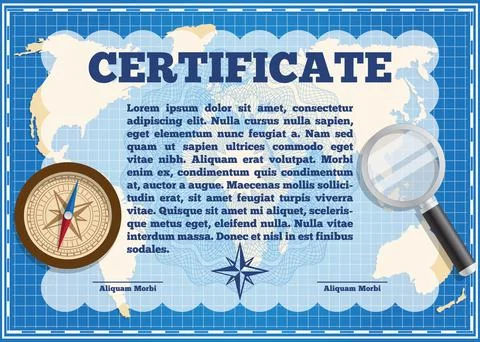 Certificate on the theme of tourism. Stock Illustration