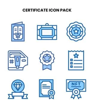 Certificate Two Colour Collection Icons Pack Stock Illustration