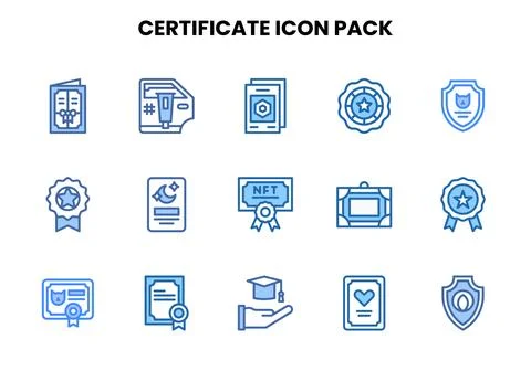 Certificate Two Colour Design Icons Pack Stock Illustration