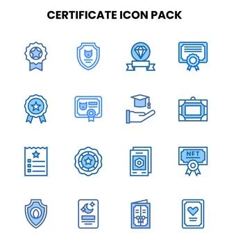 Certificate Two Colour Design Icons Pack Stock Illustration