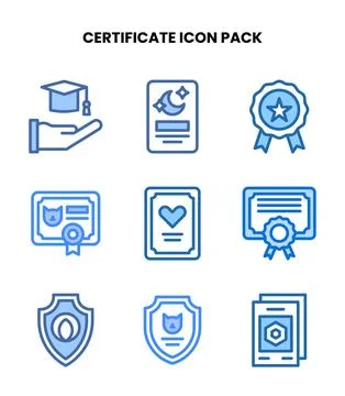 Certificate Two Colour UI Icons Pack Stock Illustration